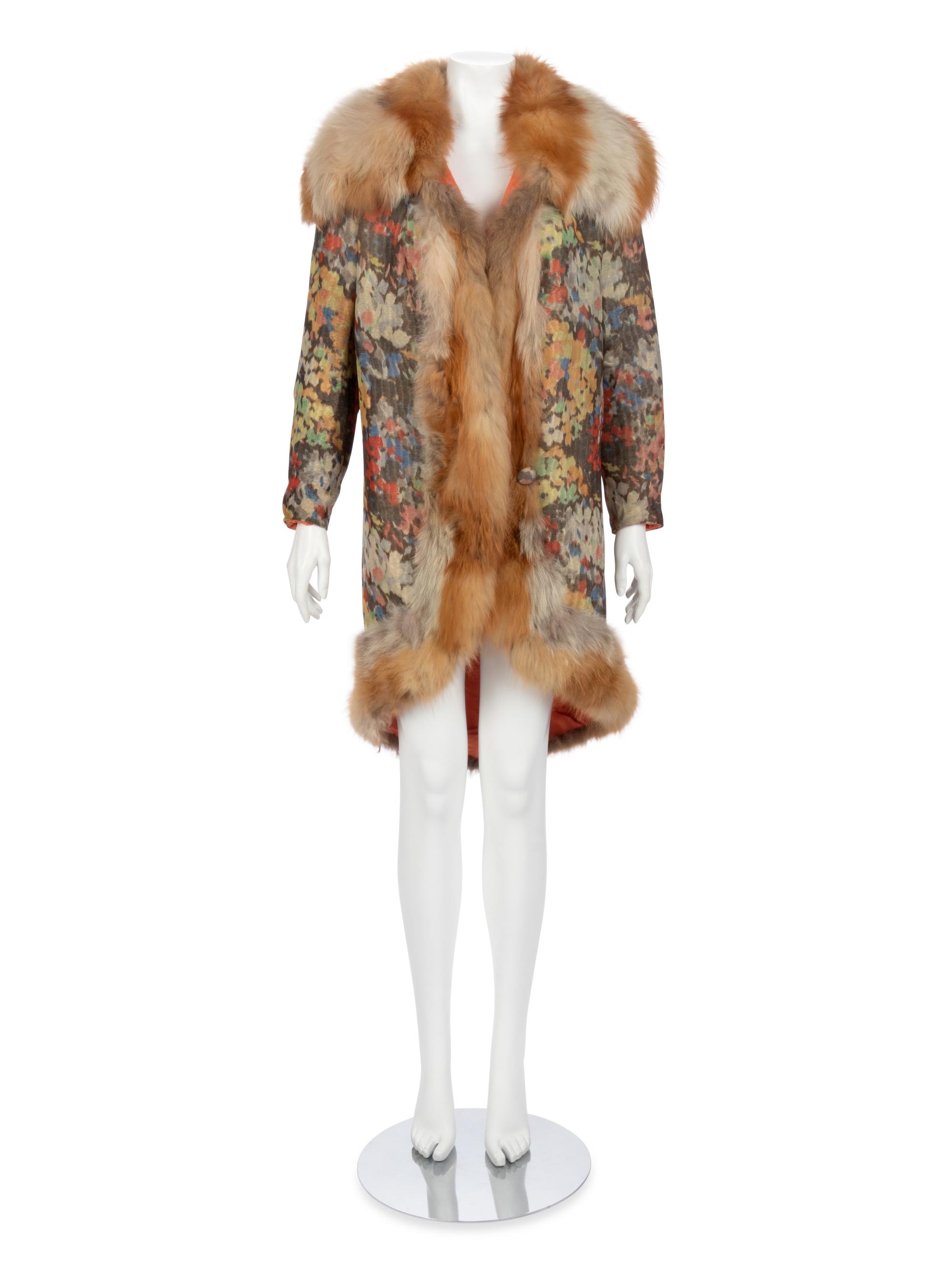 Multicolored Jacquard and Fur Trimmed Coat, 1920s