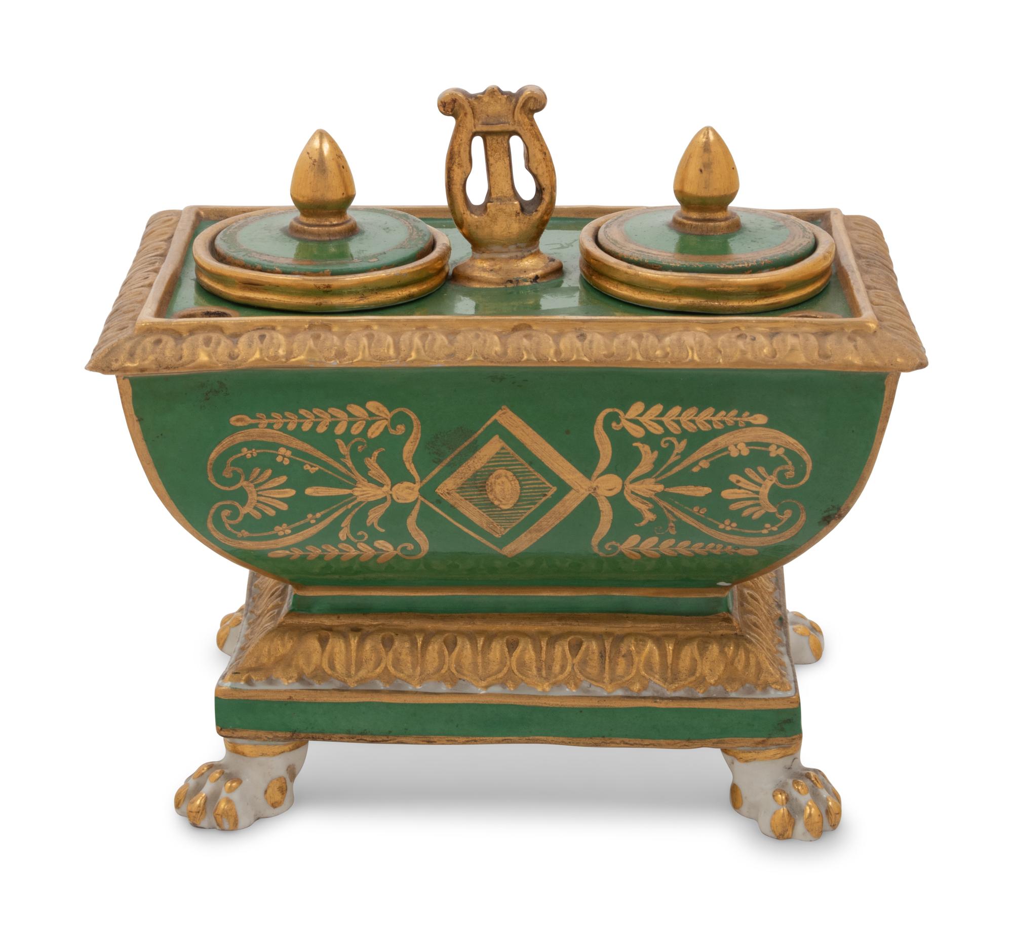 An Empire Style Paris Porcelain Inkwell