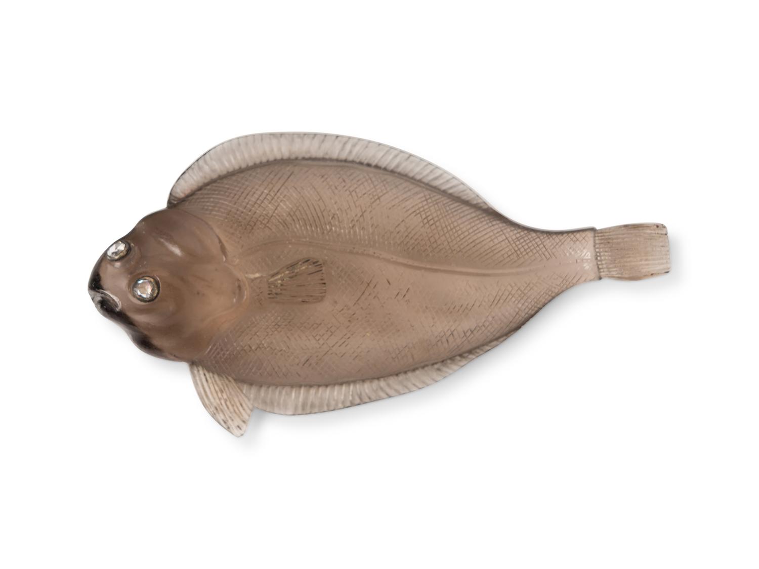 A Fabergé Carved Smoky-Quartz and Diamond-Inset Figure of a Fish