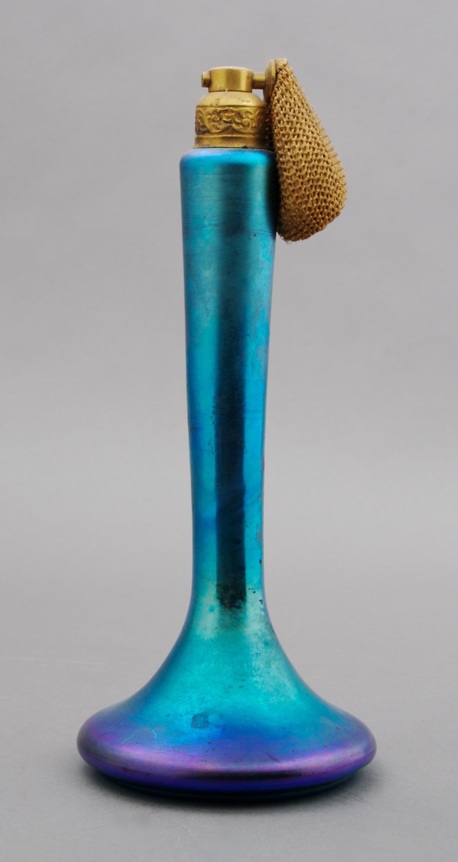 A Steuben Aurene Glass Atomizer, Height 8 inches.