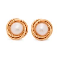 YELLOW GOLD AND CULTURED MABE PEARL EARRINGS