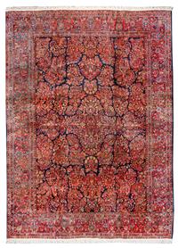 A Blue Ground Sarouk Wool Rug 11 feet 10 inches x 8 feet 7 1/2 inches. — 20TH CENTURY