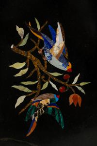 A Set of Four Giltwood-Framed Italian Pietra Dura Plaques