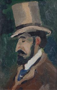 Bernard Lamotte, (French, 1903-1983), Profile of a Man in a Top Hat