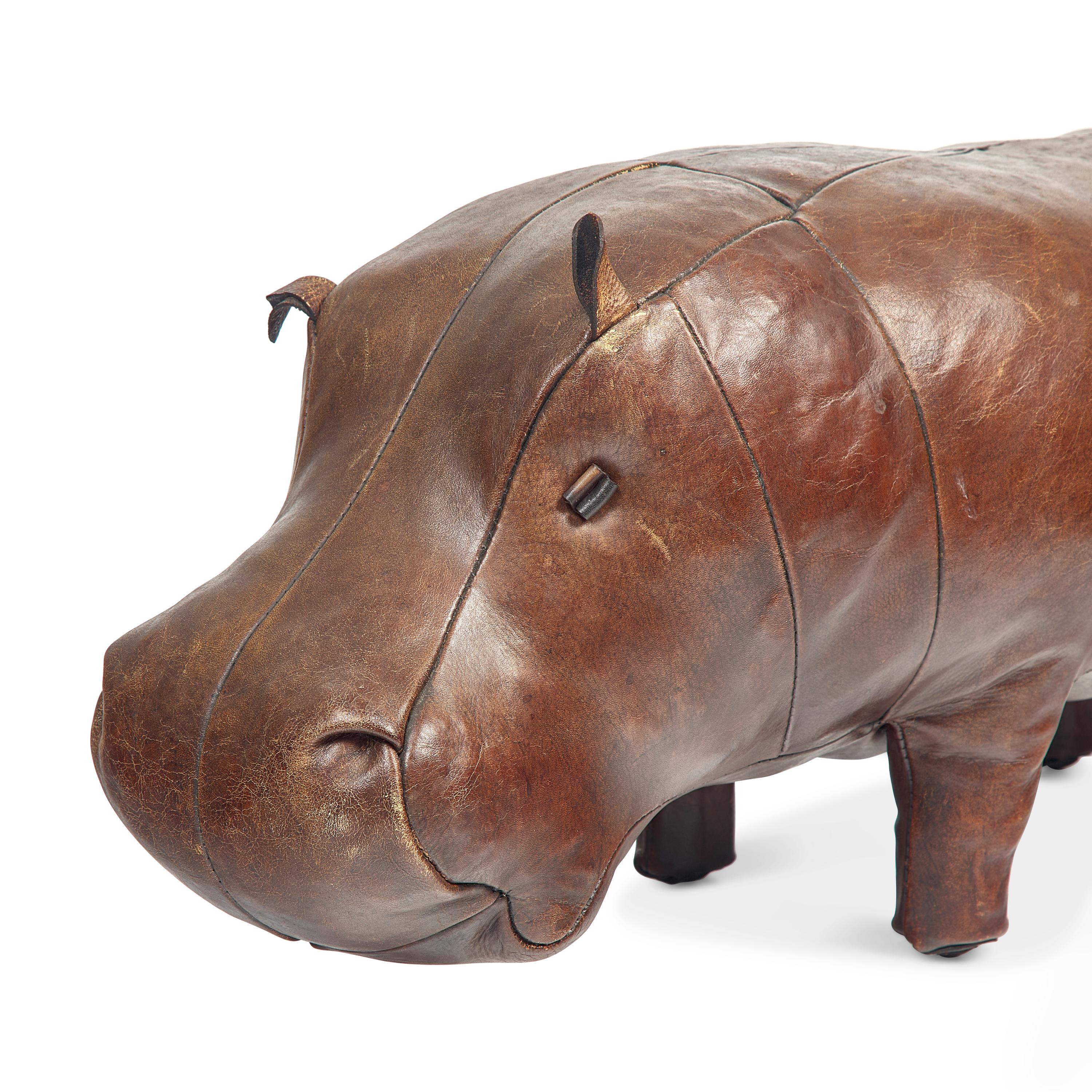 An Abercrombie & Fitch Leather Hippopotamus Footstool