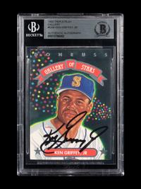 A 1992 Donruss Triple Play Gallery of Stars Ken Griffey Jr. Signed Autograph Baseball Card No. GS-8 (Beckett Authentication Services BAS Certified)