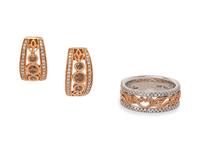 A Collection of 14 Karat Rose Gold, Sterling Silver, Colored Diamond and Diamond Jewelry,