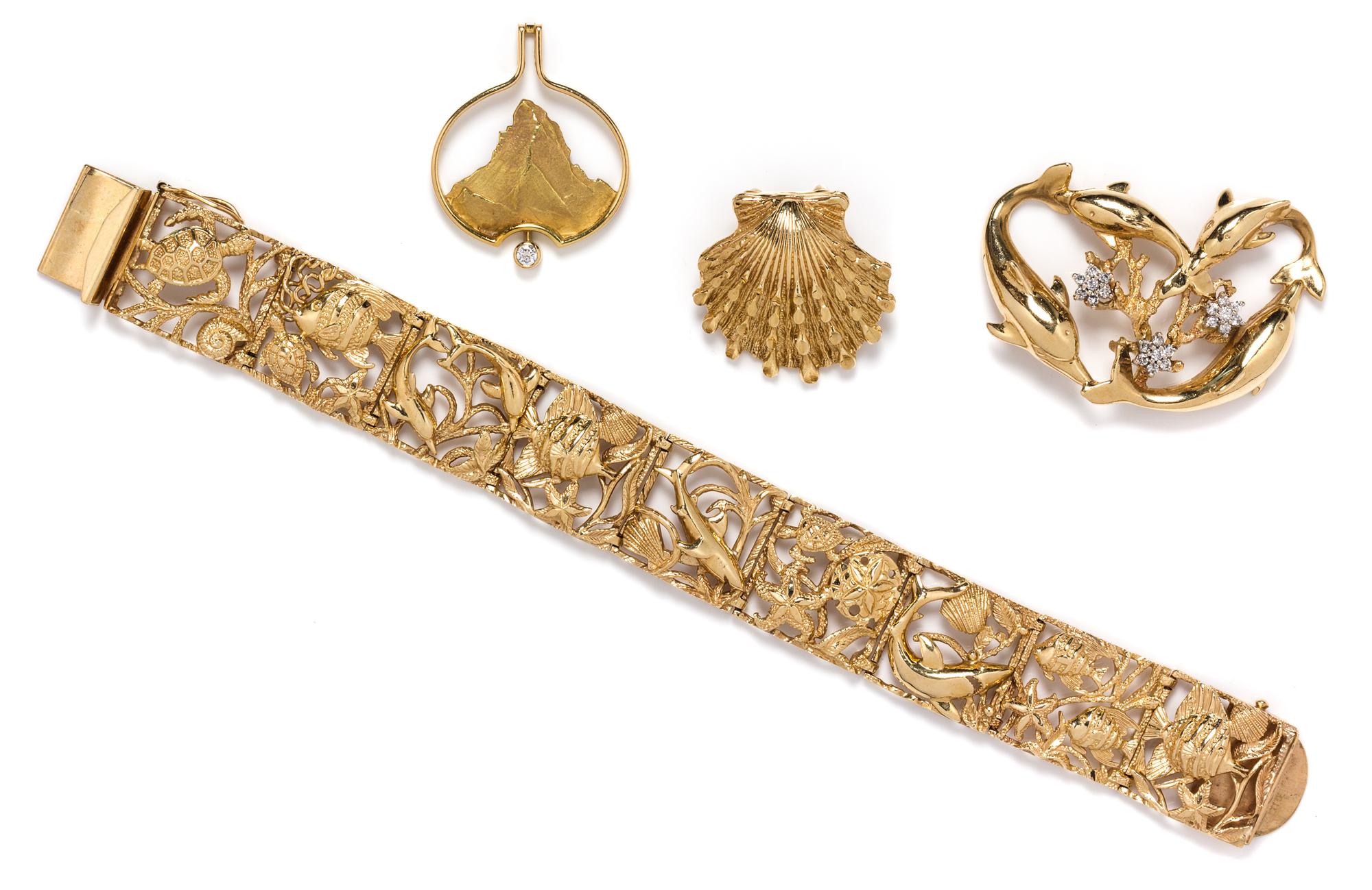 A Collection of Yellow Gold Jewelry, 48.50 dwts.