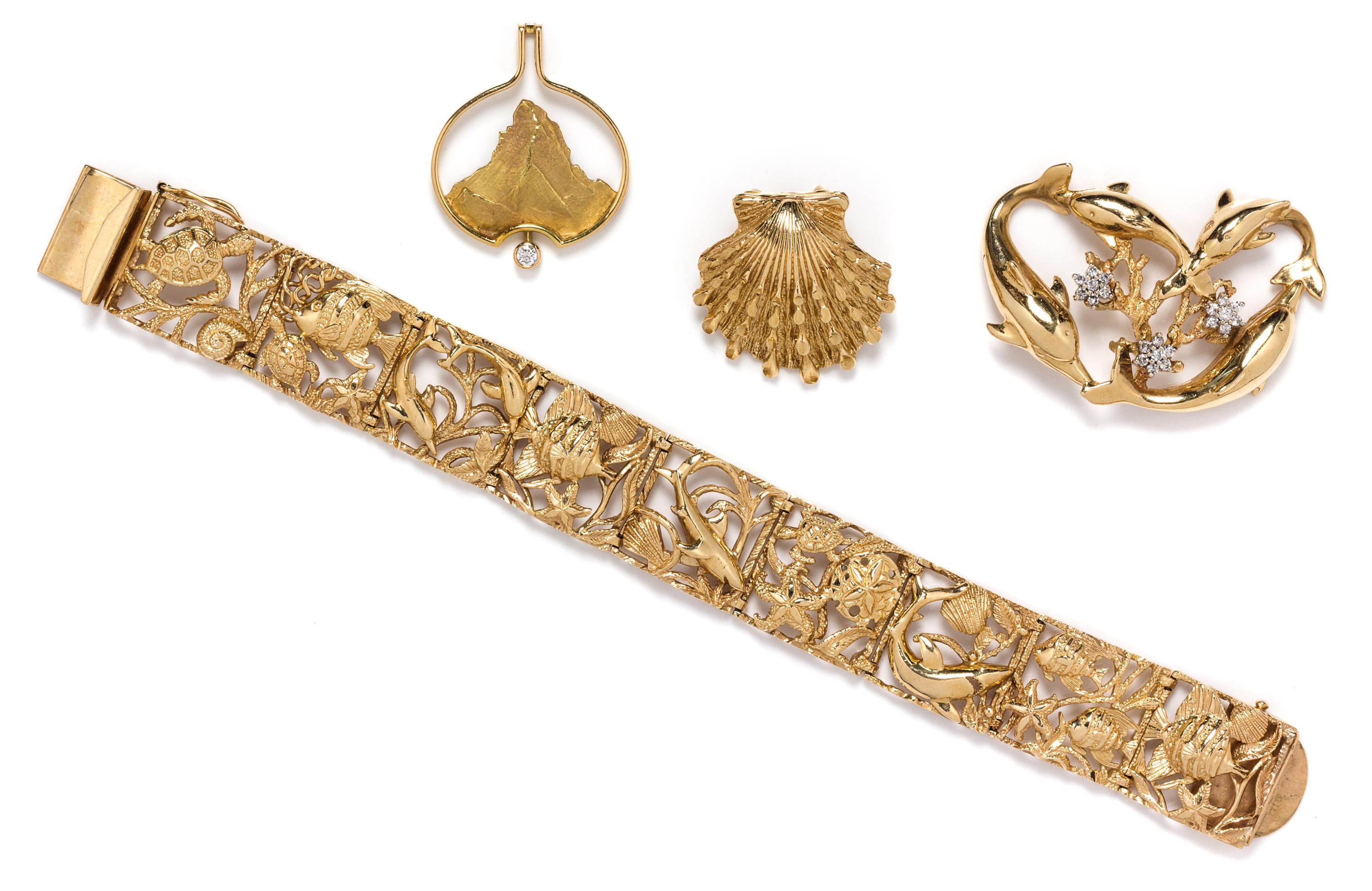 A Collection of Yellow Gold Jewelry, 48.50 dwts.