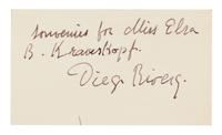 RIVERA, Diego (1886-1957). Autograph note signed ("Diego Rivera"), to Miss Elsa B. Krauskoph. N.p., n.d. [ca 1930s?].