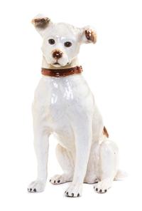 A French Tin-Glazed Terra Cotta Model of a Hound Height 15 inches. — PROBABLY BAVENT, CAEN, CIRCA 1880