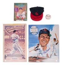 A Group of Five Stan Musial Signed Autograph Items (Beckett Authentication Services BAS Certified),