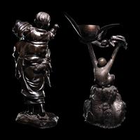 Two Japanese Bronze Figural Groups