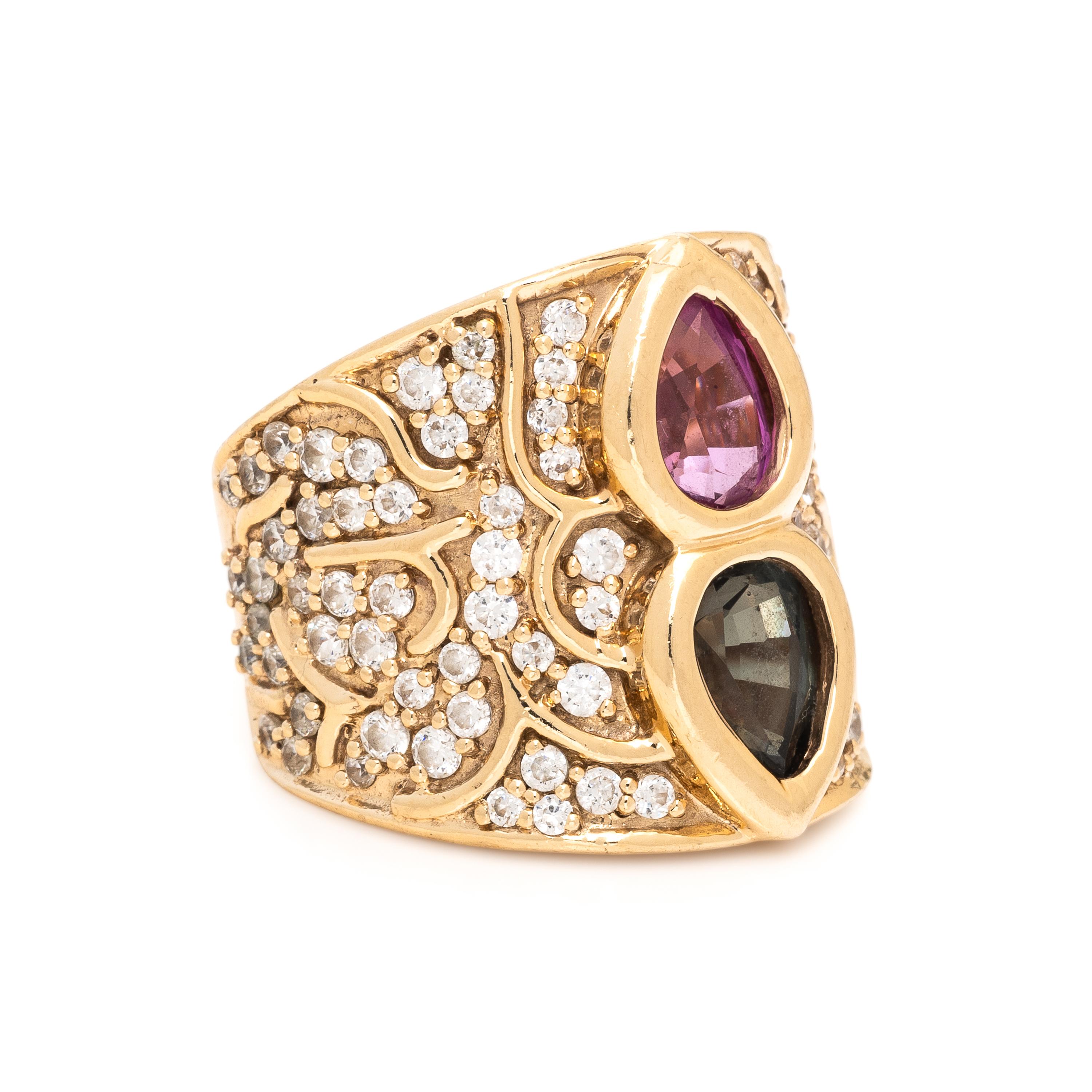 Tourmaline, Diamond, and Yellow Gold Ring