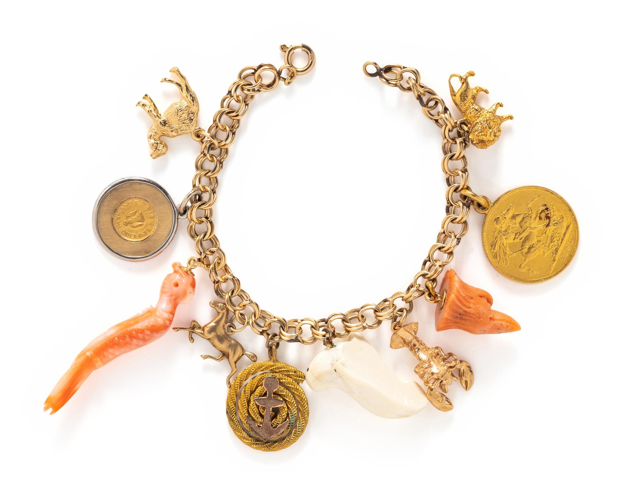 YELLOW GOLD CHARM BRACELET