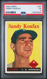 A 1958 Topps Sandy Koufax Baseball Card No. 187 (PSA 5 EX)