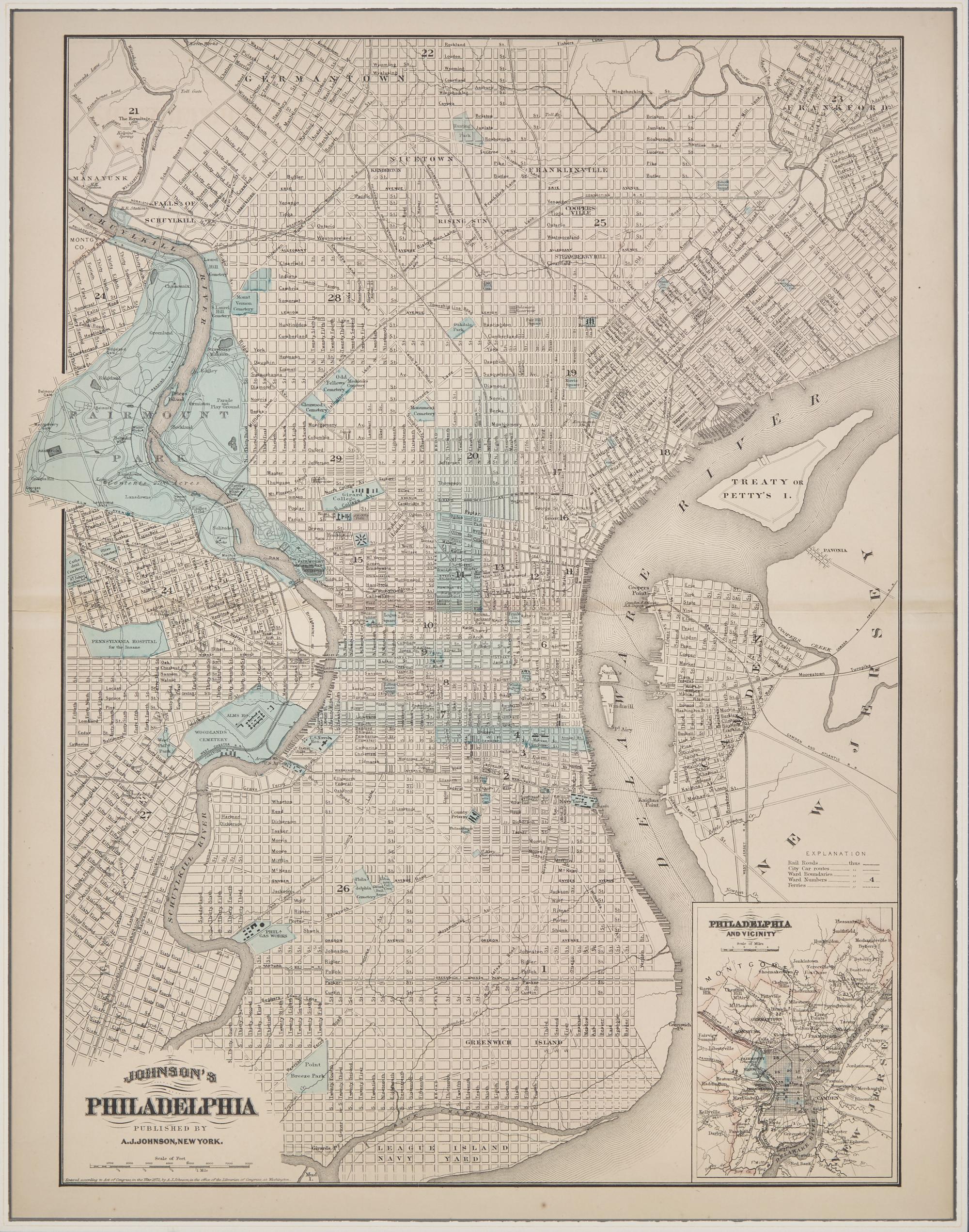 [Philadelphia] Group of 5 19th-20th century maps of Philadelphia