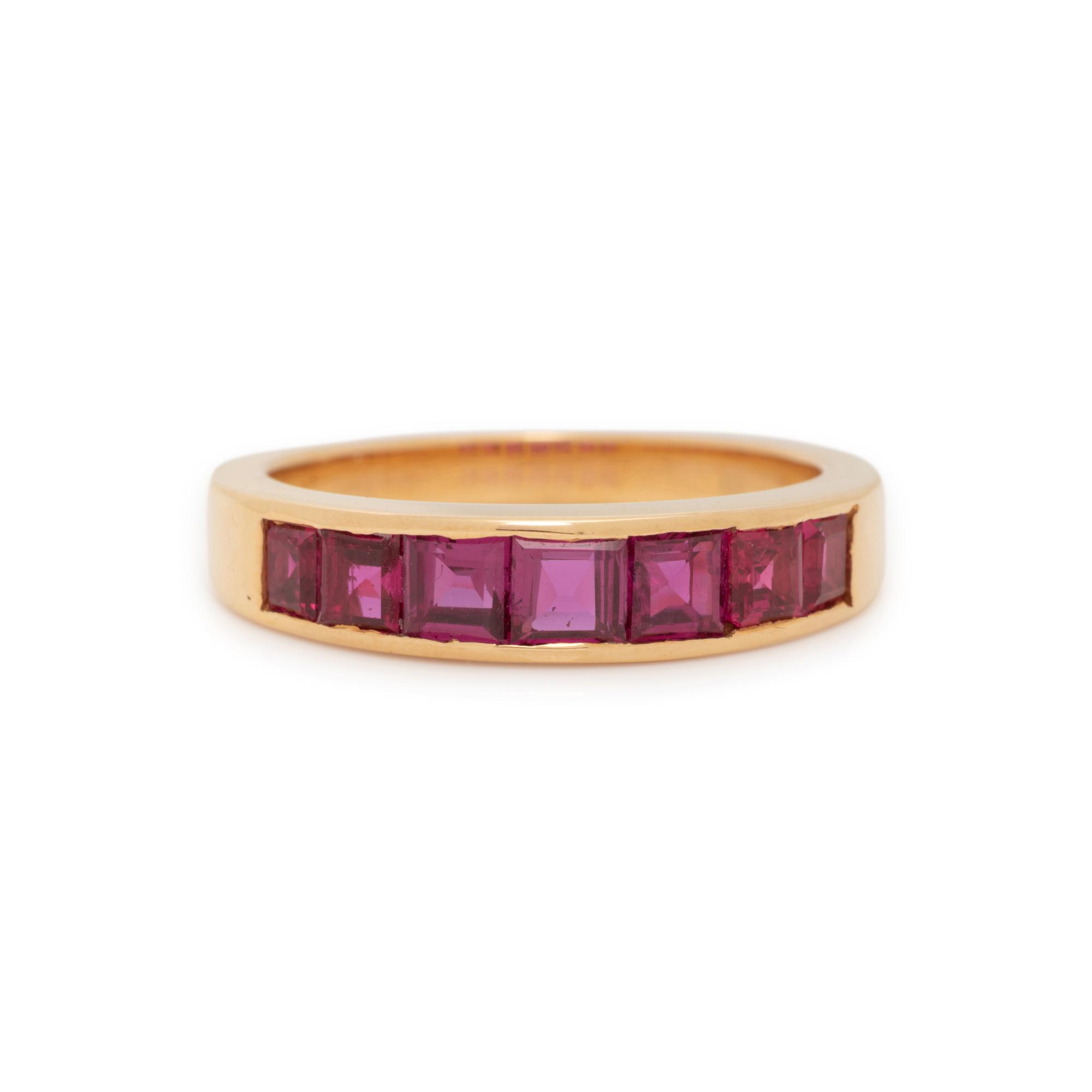 OSCAR HEYMAN, YELLOW GOLD AND RUBY RING