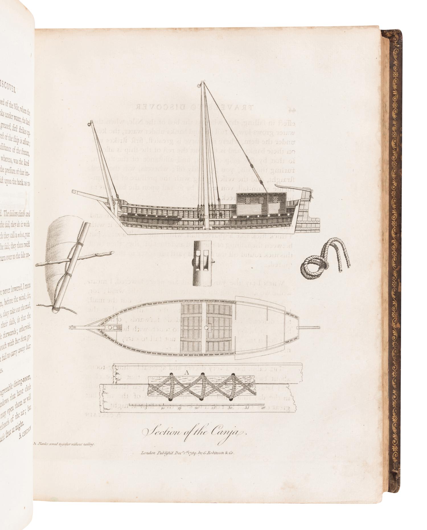 [TRAVEL & EXPLORATION]. -- BRUCE, James (1730-1794). -- Travels To Discover The Source of the Nile, In the Years 1768… 1773. Vol. I-IV. -- Select Specimens of Natural History, Collected in Travels to Discover the Source of the Nile, in Egypt, Arabia, Abyssinia, and Nubia . Vol. V. -- Edinburgh: G.G.J. and J. Robinson, 1790.