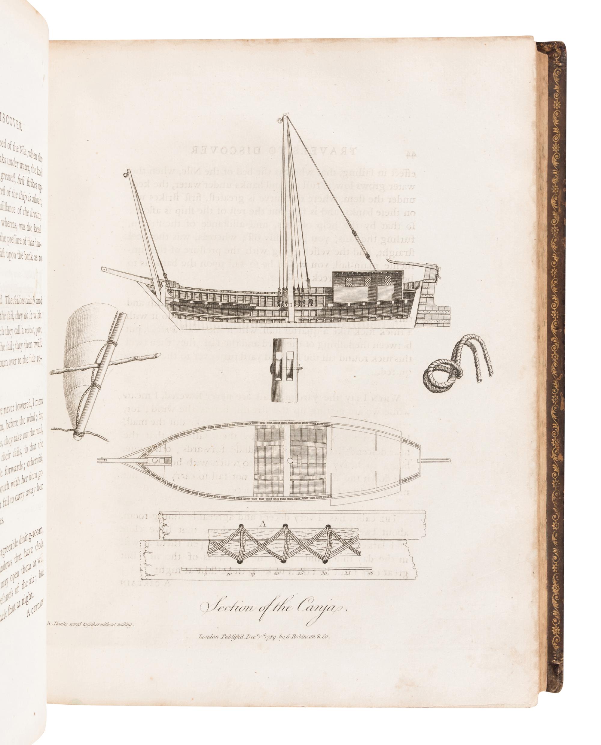 [TRAVEL & EXPLORATION]. -- BRUCE, James (1730-1794). -- Travels To Discover The Source of the Nile, In the Years 1768… 1773. Vol. I-IV. -- Select Specimens of Natural History, Collected in Travels to Discover the Source of the Nile, in Egypt, Arabia, Abyssinia, and Nubia . Vol. V. -- Edinburgh: G.G.J. and J. Robinson, 1790.