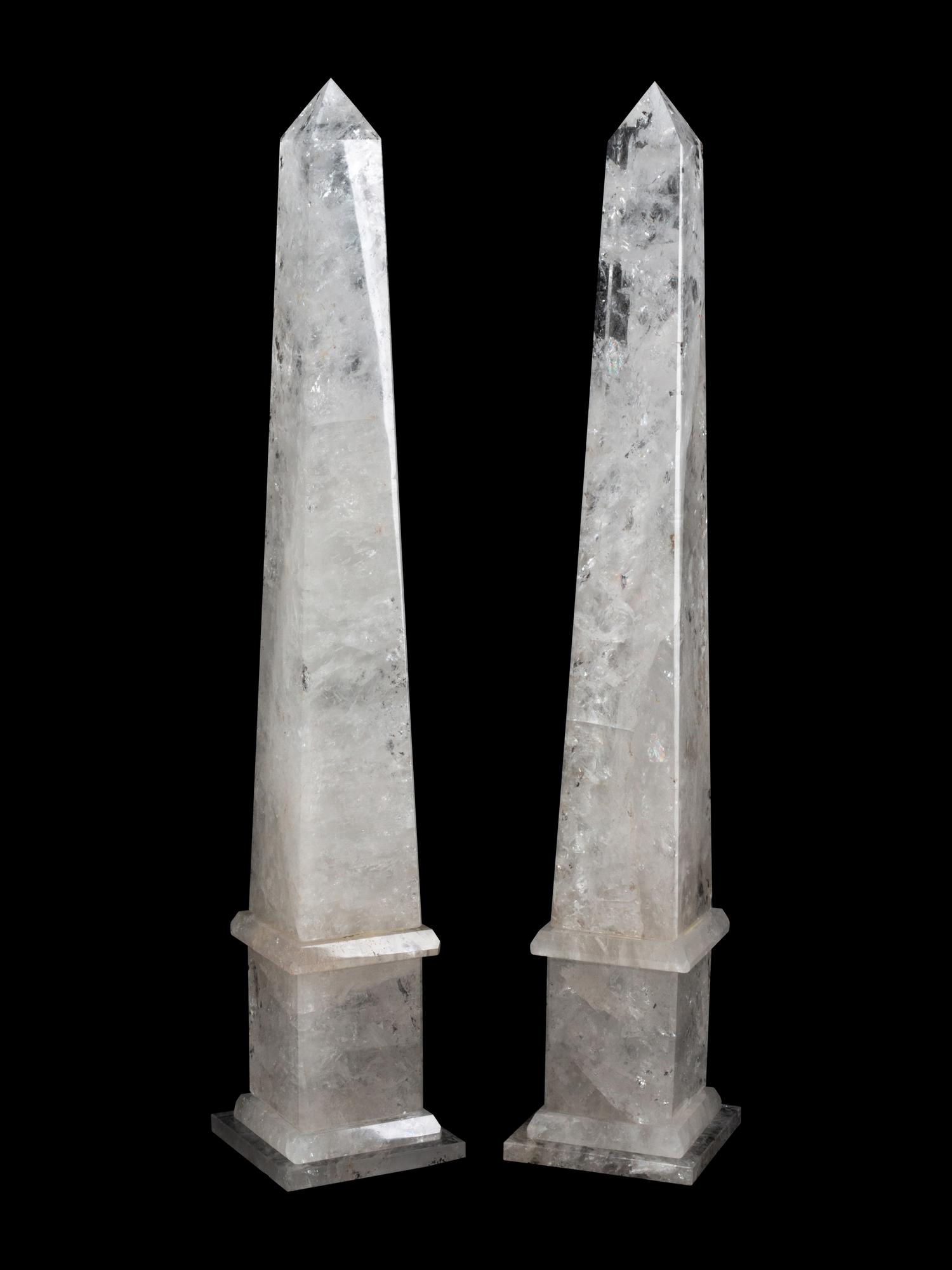 A Pair of Rock Crystal Obelisks