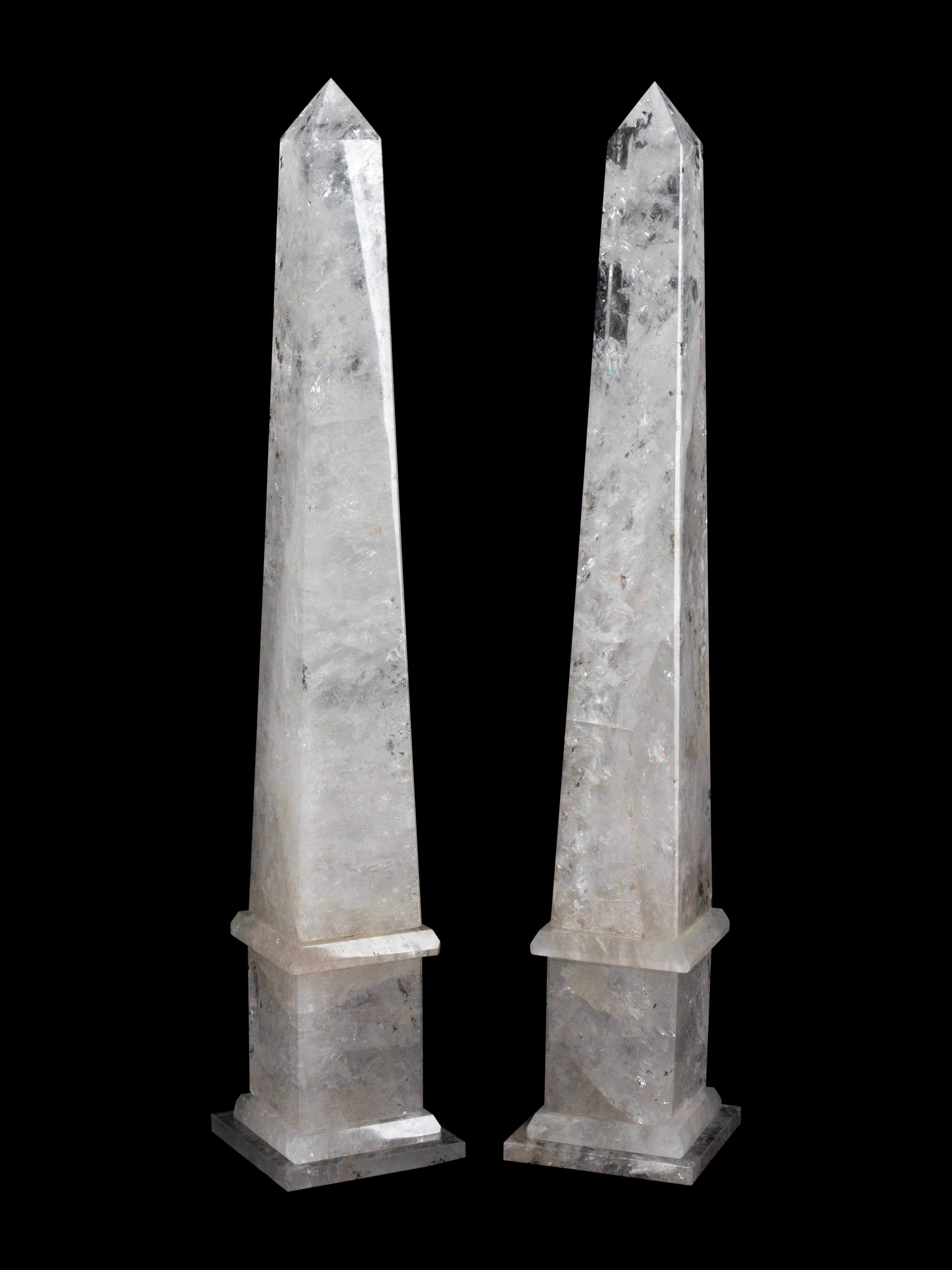 A Pair of Rock Crystal Obelisks
