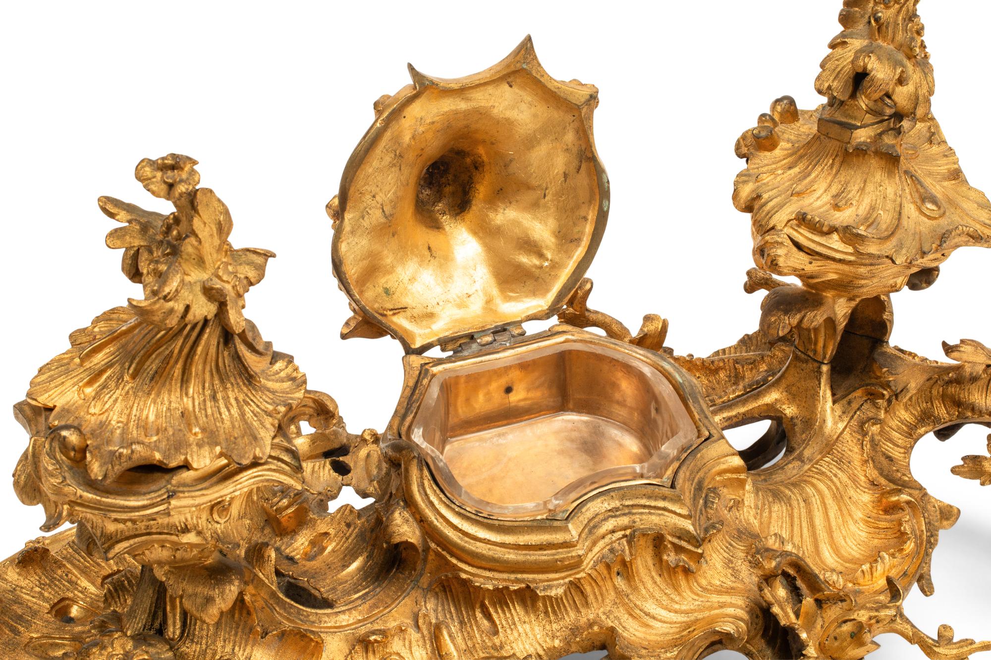 A Louis XV Style Gilt Bronze Inkwell