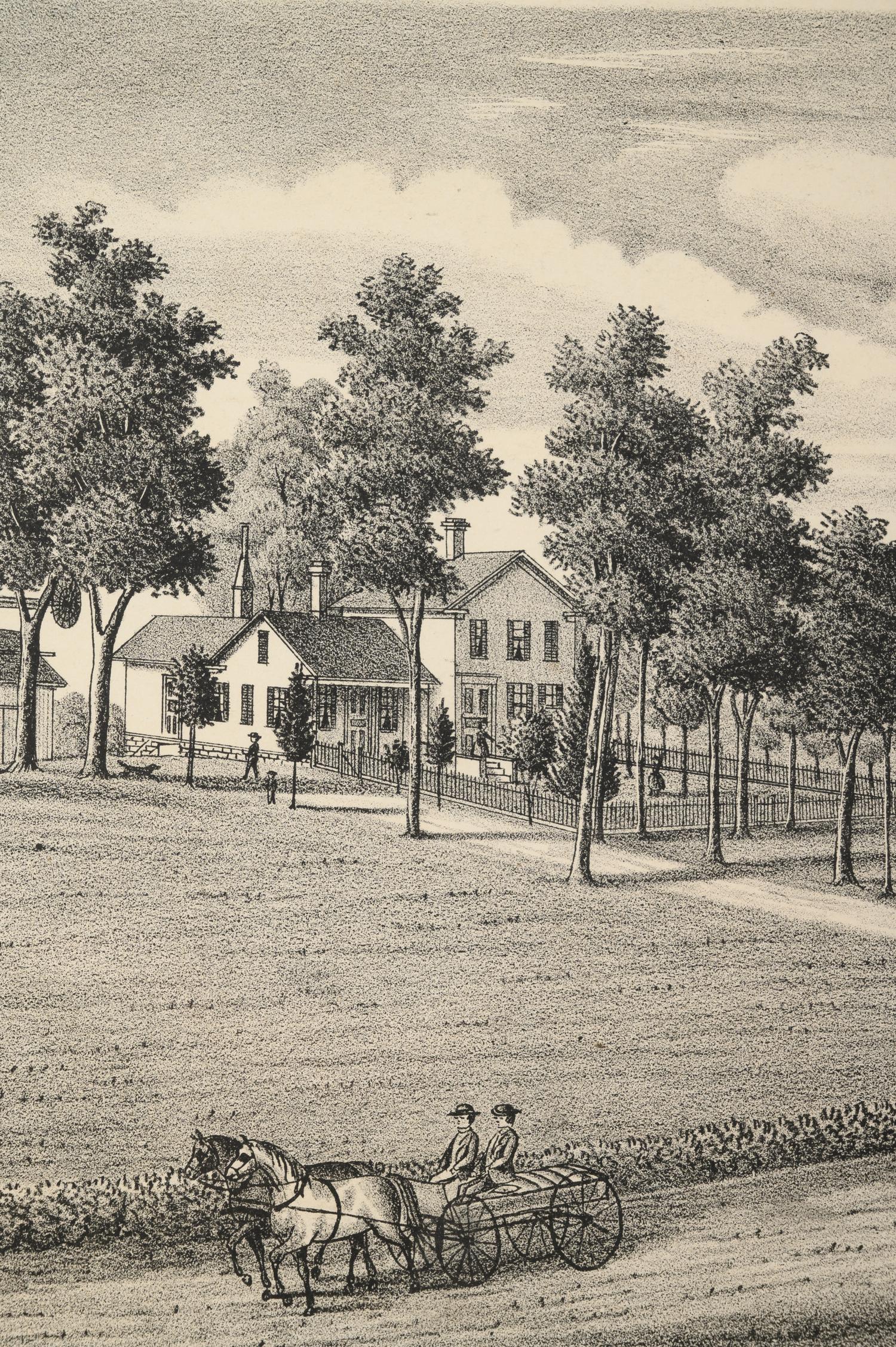 Printed City Views and Farm Scenes of Bloomingdale and Dupage County, Ill. N.p.: N.d. 23 x 21 In. Matted and framed.