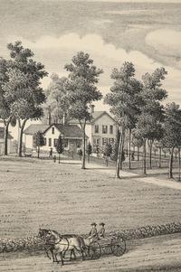 Printed City Views and Farm Scenes of Bloomingdale and Dupage County, Ill. N.p.: N.d. 23 x 21 In. Matted and framed.