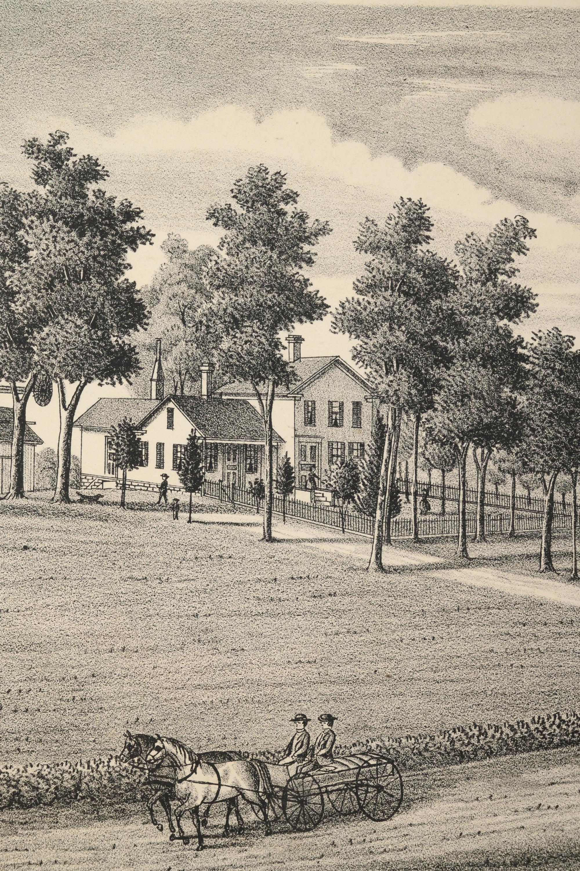 Printed City Views and Farm Scenes of Bloomingdale and Dupage County, Ill. N.p.: N.d. 23 x 21 In. Matted and framed.