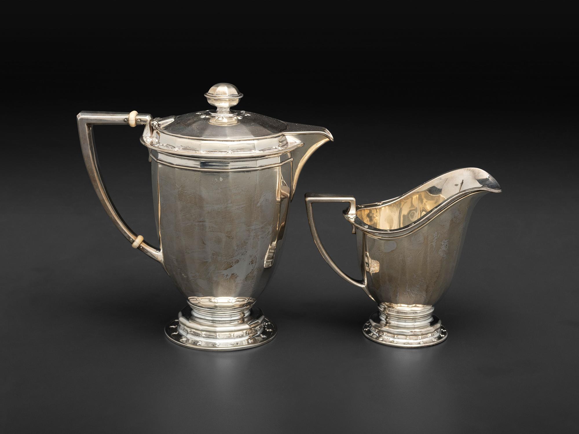 An American Silver Seven Piece Tea and Coffee Service with Matching Tray