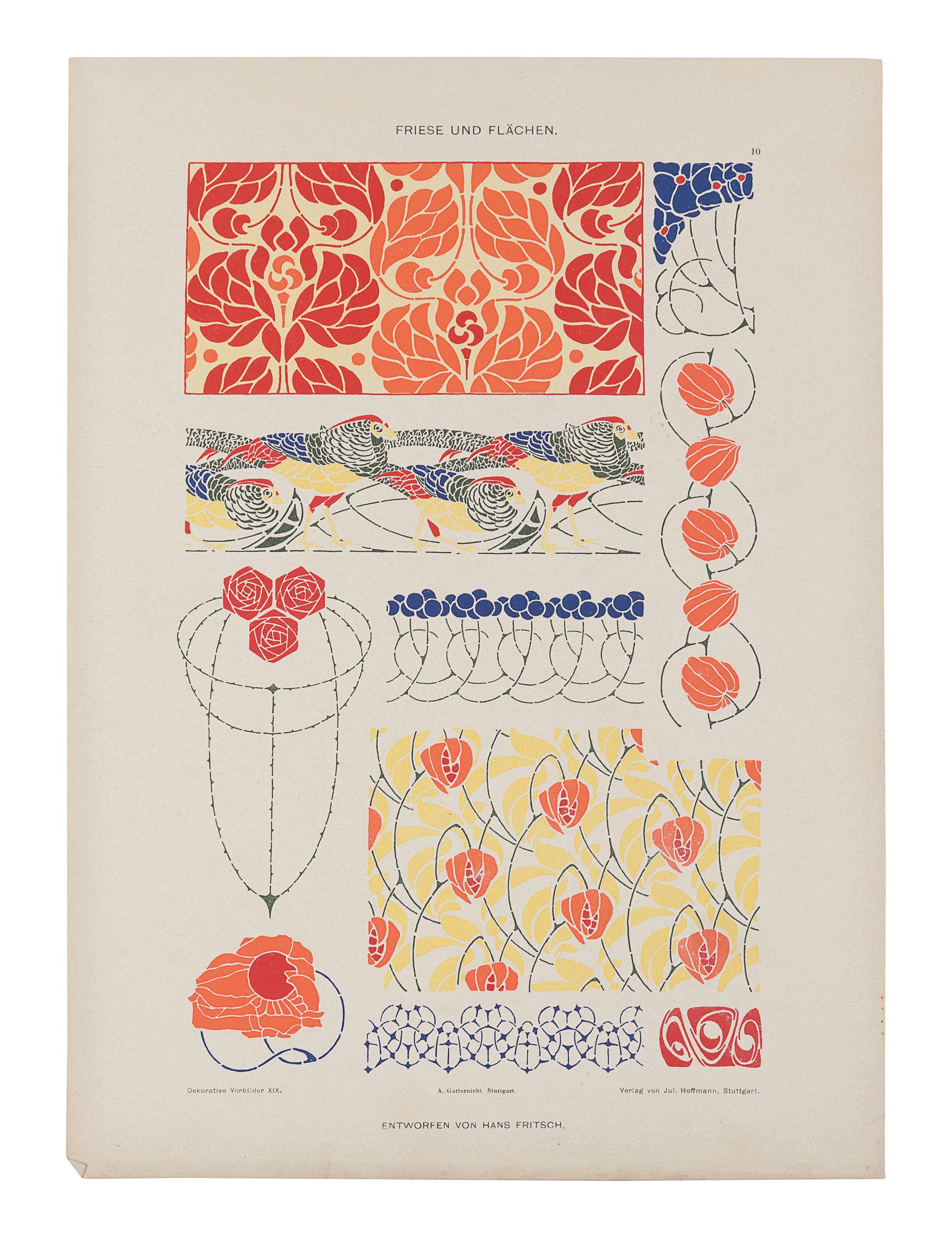 [ARCHITECTURE & DESIGN]. Dekorative Vorbilder. Eine Sammlung von figürlichen Darstellungen, kunstgewerblichen Verzierungen… Volume 19. Stuttgart, Germany: Julius Hoffmann, 1908.