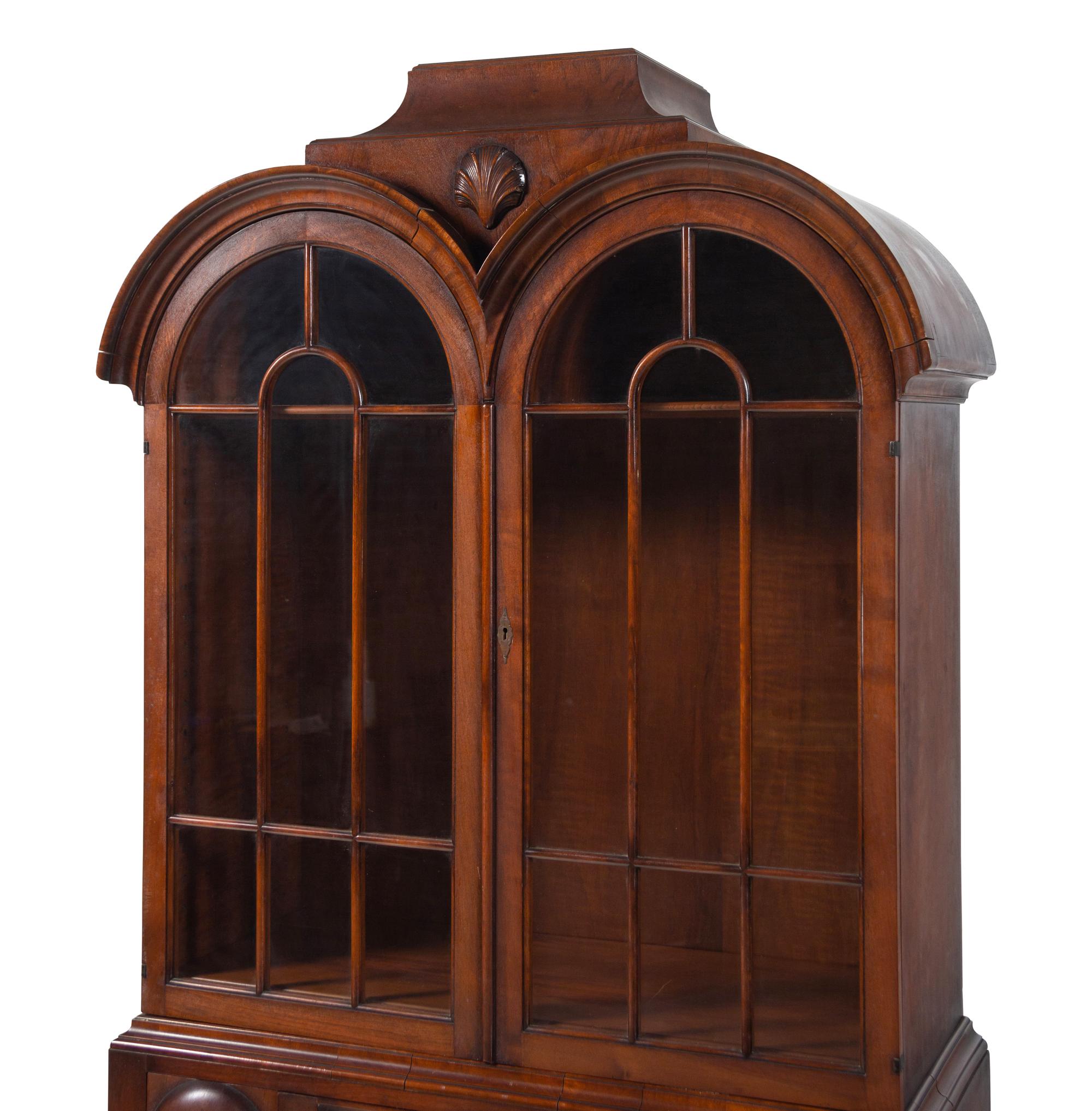 A Pair of George II Style Mahogany Bookcases on Stands