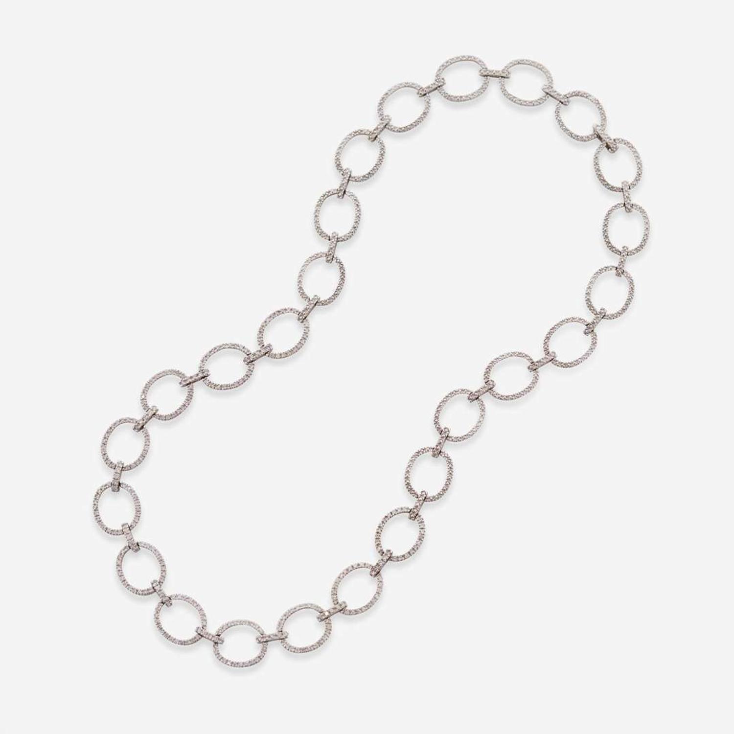 A 14K White Gold and Diamond Necklace
