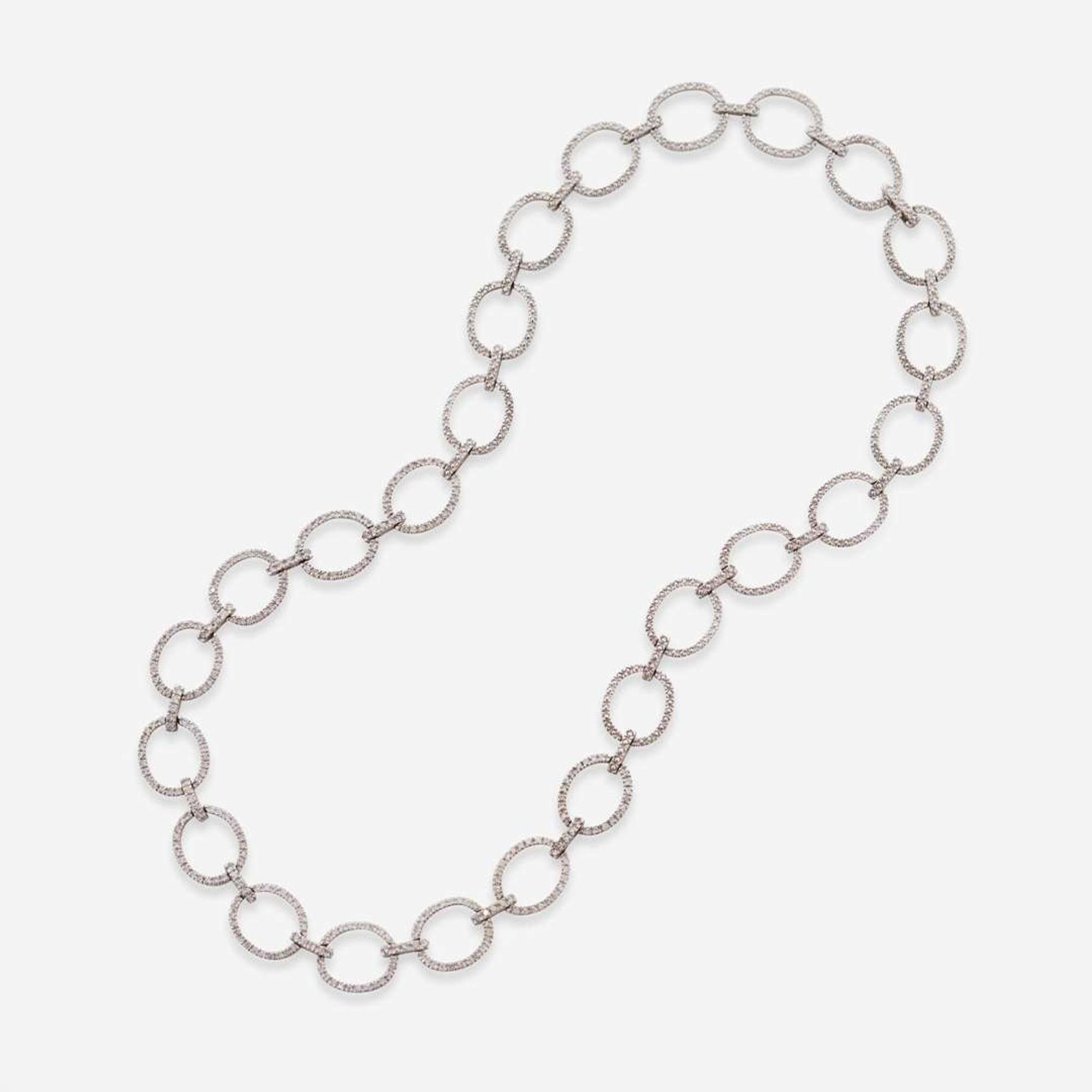 A 14K White Gold and Diamond Necklace