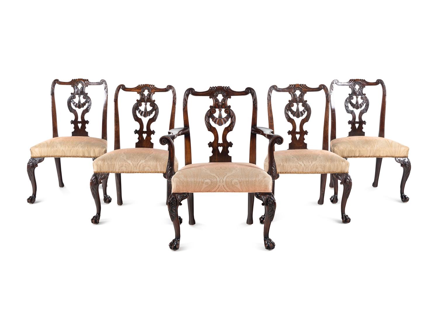 A Set of Five George III Style Mahogany Dining Chairs