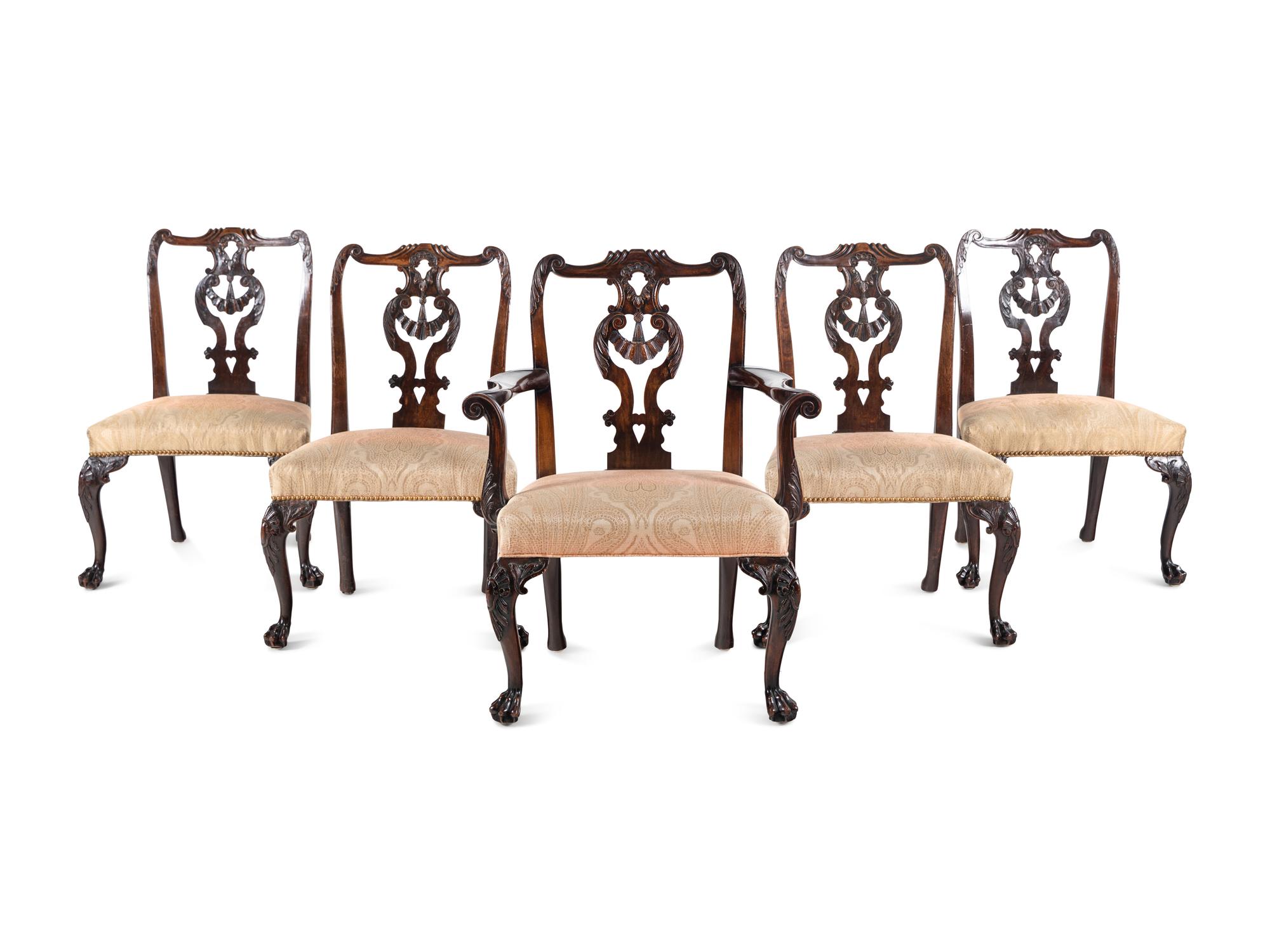 A Set of Five George III Style Mahogany Dining Chairs