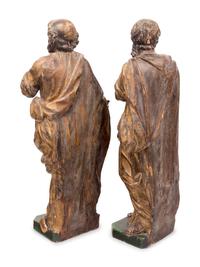 A Pair of Spanish Baroque Giltwood Figures of Saints
