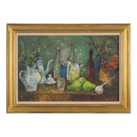 Jean Jansem (French, 1920-2013) — Still Life with Bottles and Fruit