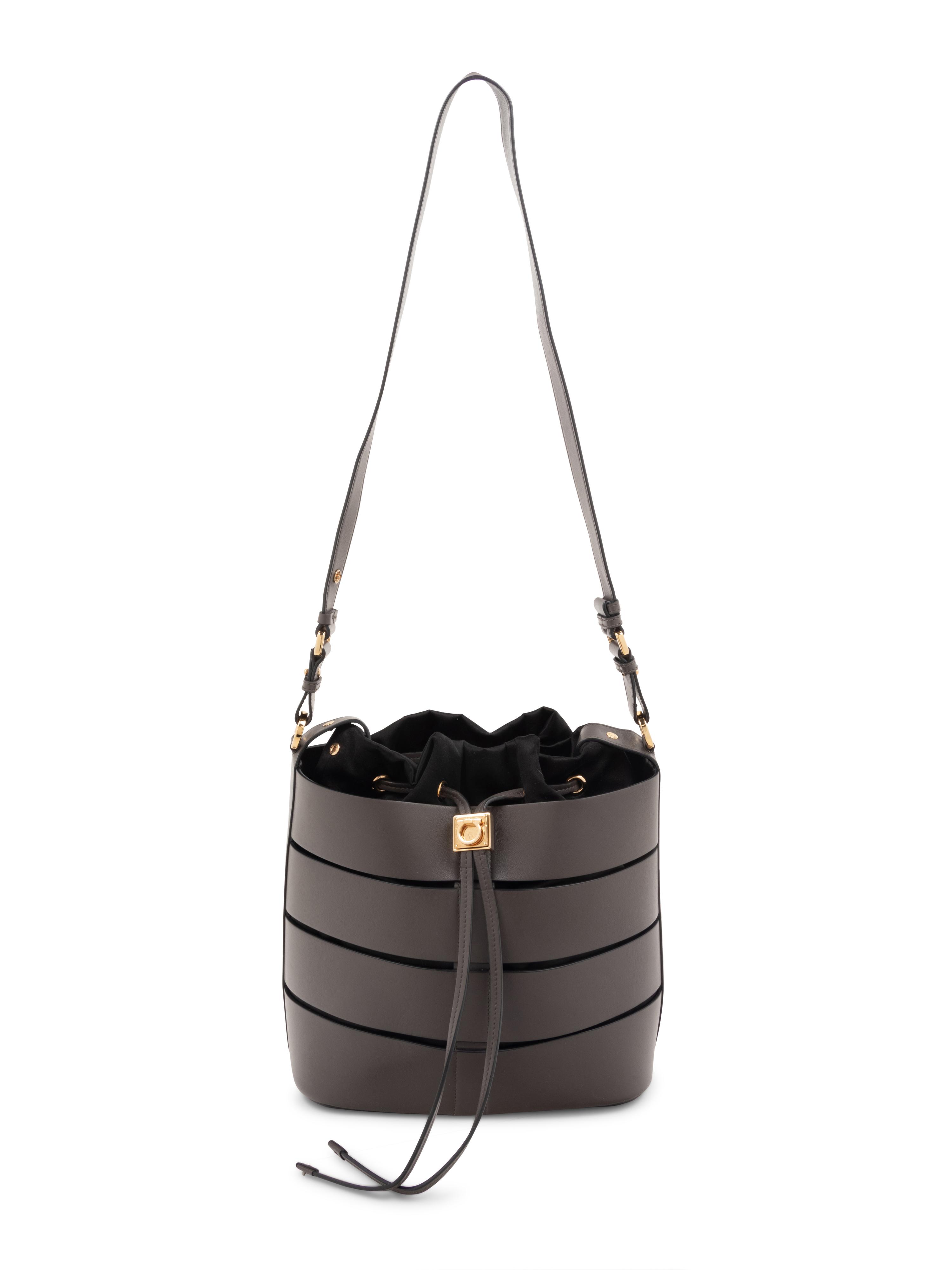 Salvatore Ferragamo Sansy Leather Cut-Out Bucket Bag, 2010s