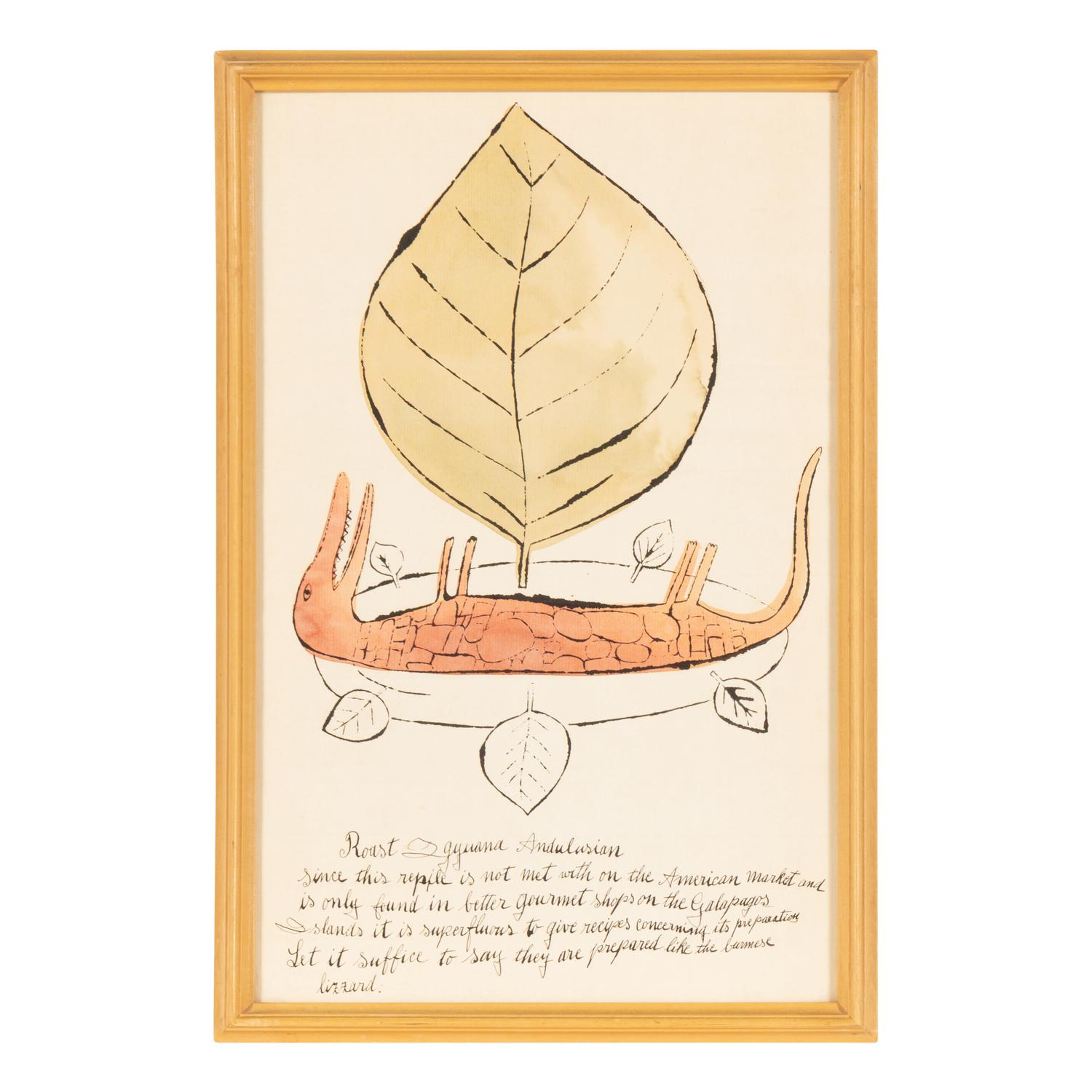 Andy Warhol (American, 1928-1987) — Roast Iguana and Chocolate Balls a la Chambord (two works from Wild Raspberries ), 1959