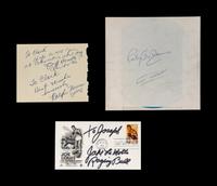 A Group of Sugar Ray Robinson, Jake LaMotta and Rocky Graziano Signed Autograph Items,