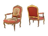 A Louis XV Style Giltwood Three-Piece Salon Suite