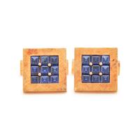 YELLOW GOLD AND SYNTHETIC SAPPHIRE CUFFLINKS