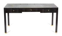 A Contemporary Bronze Inlaid Ebonized Writing Desk Height 30 x width 48 x depth 28 inches. — LOUIS CANE, PARIS, 20TH CENTURY