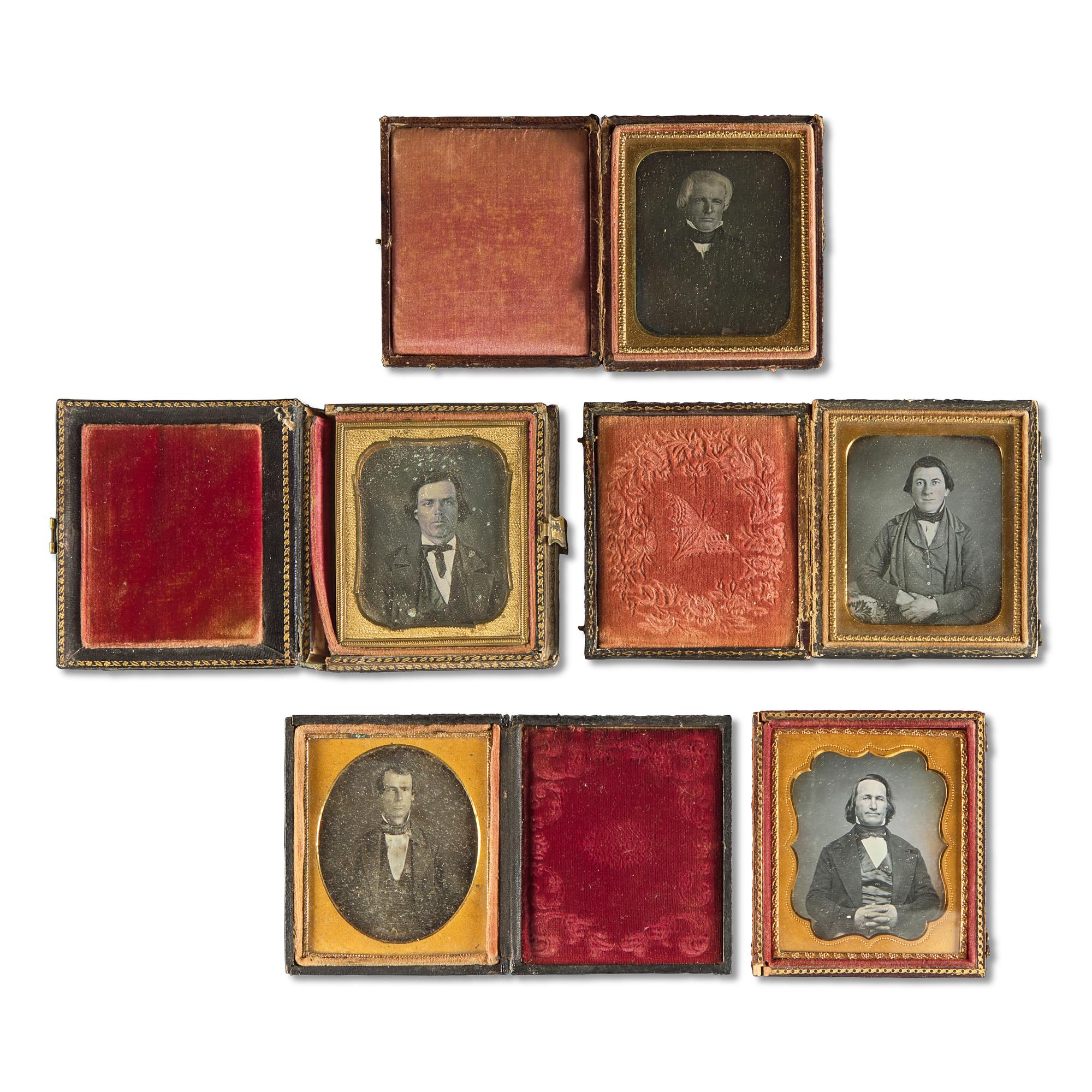 [Early Photography] Group of 32 Sixth Plate Daguerreotypes of Men