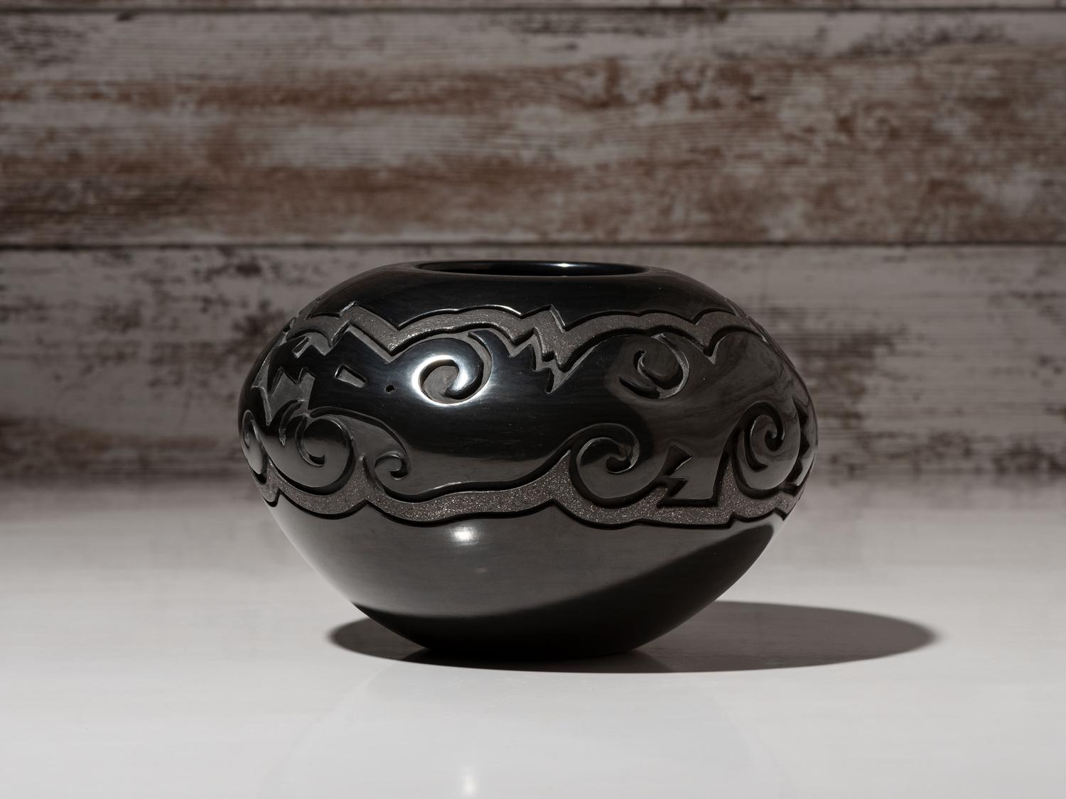 Carved Blackware Pottery Bowl