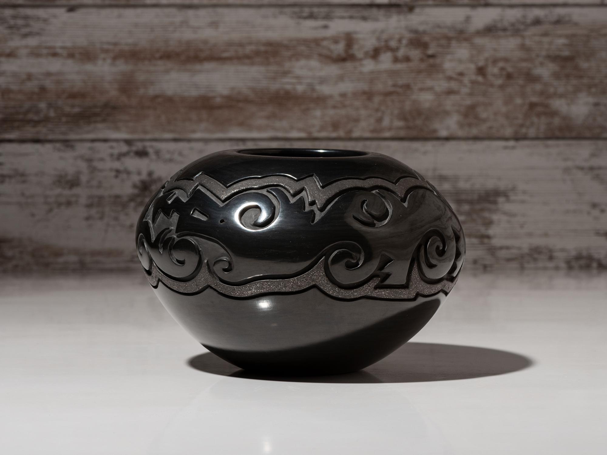 Carved Blackware Pottery Bowl