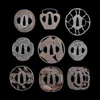 A Group of nine Japanese iron tsuba 日本铁制刀镡一组九件 Edo-Meiji period ?????
