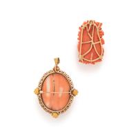 COLLECTION OF CARVED CORAL BROOCH/PENDANTS